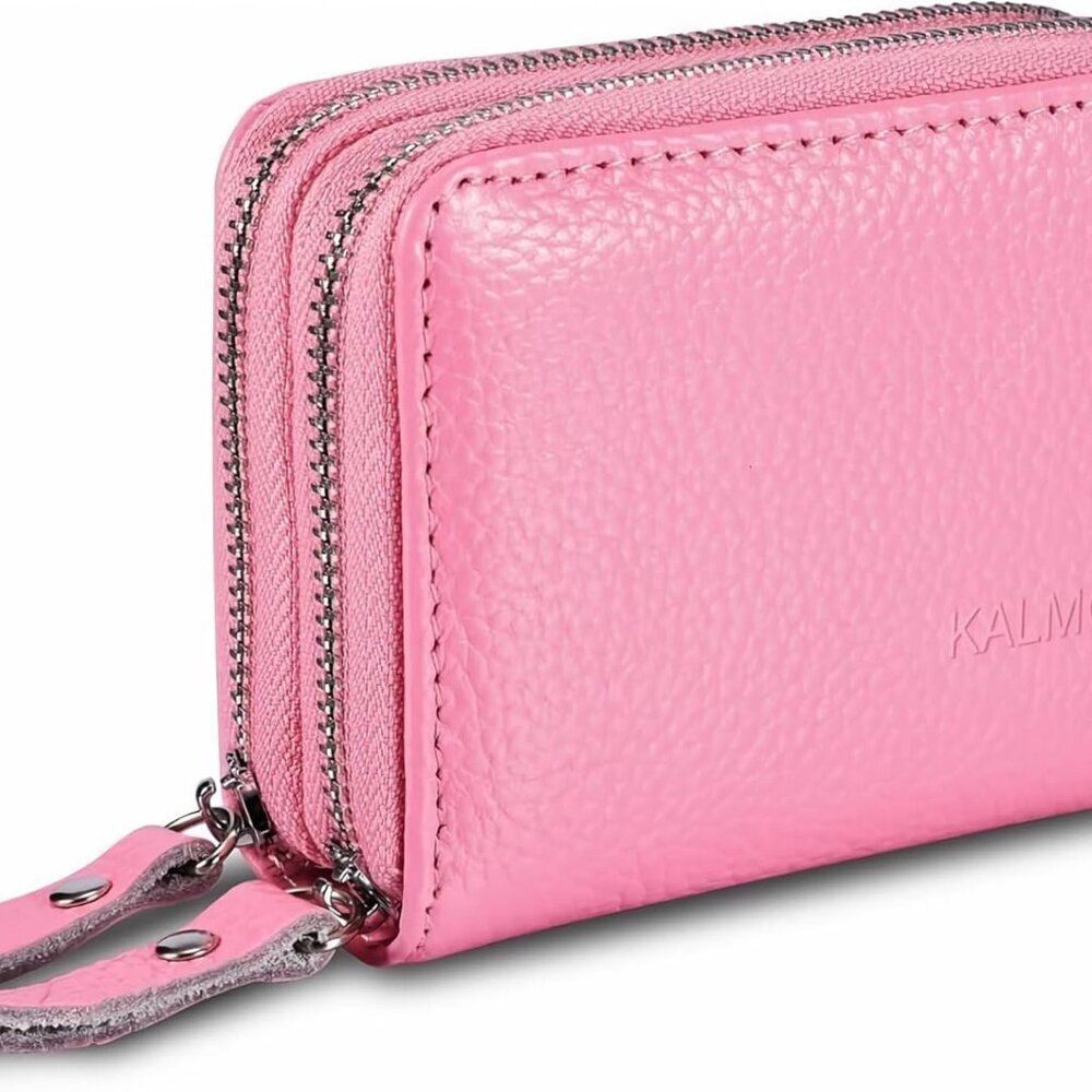 Women's Leather Wallet RFID Secure Small Purse Zipper Card Organizer